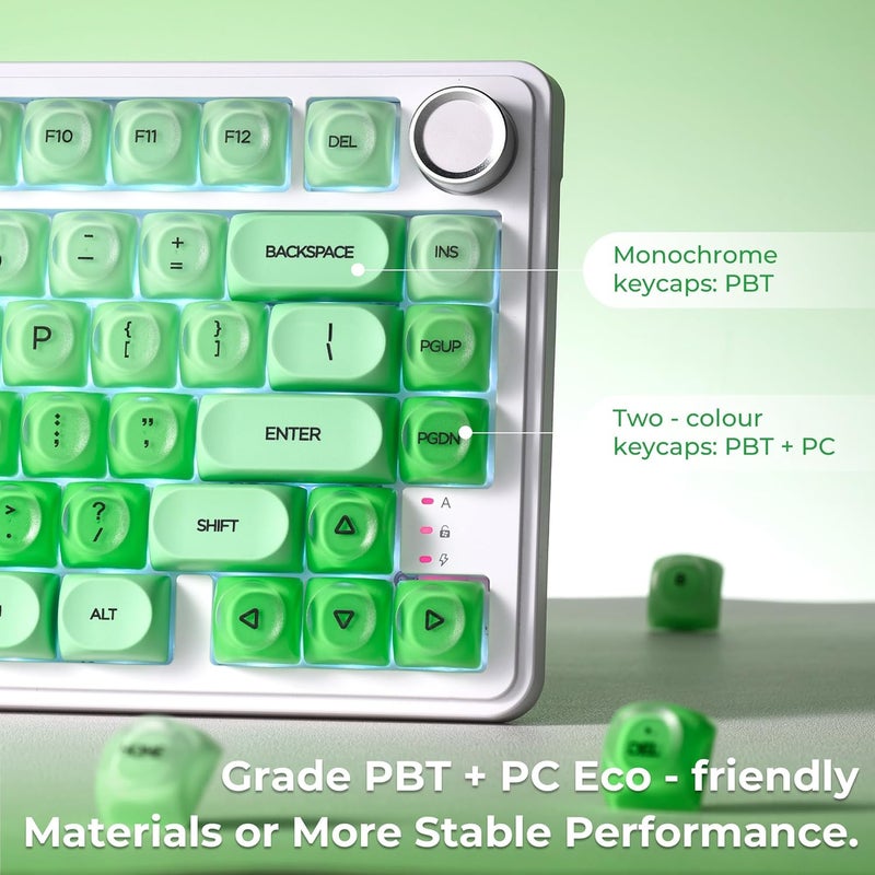 OHY PBT Keycaps, XVX Green Apple Jelly HOA Profile, 132-Key Cute Custom Keycaps (for Mechanical Keyboards with Cherry/Gateron MX Switches)-Apple Green - Image 4